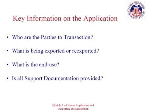 BIS License Application and Supporting Documentation: Module 5
