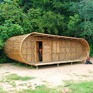 Building bamboo Villa with decoration private living room | Primitive Survival Tool