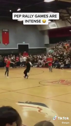 These pep rally games are no joke 😂 (via bybees_account, millana_levin/IG) #peprally #highschool