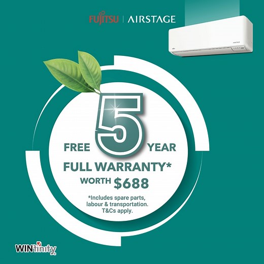 Experience the ultimate in comfort and style with Fujitsu Airstage! This revolutionary cooling system is not only efficient, but also a statement piece for your home. 💡✨Don’t miss out on our limited time offer - get yours today and enjoy Fujitsu’s 5 Years’ Warranty (worth $688), where all parts, labor, and transport costs are completely covered. T&Cs apply. Find out more here: https://airstage-winfinity.com.sg/ Fujitsu Airstage takes centre stage. #winfinity #fujitsu #airstage #fujitsuairstage