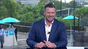 The world's fastest server Sam Groth got TJ with a zinger 🤣 STREAM: http://9Soci.al/rurO50y6yjo | Wide World of Sports