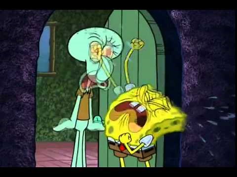 Spongebob knocks at Squidward's door