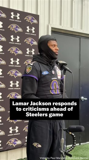 Baltimore Banner Sports on Instagram: ""Do you think Harbaugh would let me fall asleep in his meetings? That's crazy. I'm right in the front" QB Lamar Jackson responded to criticisms he's faced as the Ravens prepare to face the Steelers in a win-or-go-home game Sunday. Jackson also said Baltimore is "absolutely" the place he wants to be. 🎥: Paul Mancano @pdmancano #Ravens #NFL #football #Baltimore"