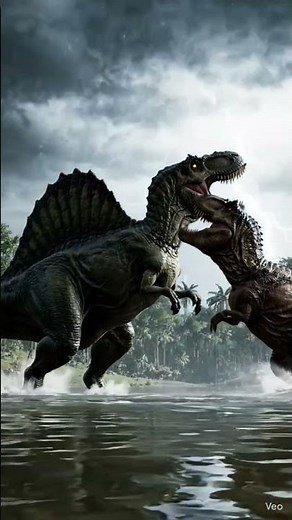 T-Rex vs Spinosaurus: The Ultimate Prehistoric Battle . #wildlife #nature