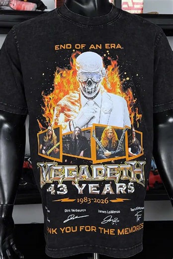 The Punishment Due. 🎸⚛️ People forget that #DaveMustaine wrote the most complex thrash riffs in history and decided to sing politics over them. This Vintage Acid Wash tee pays homage to the technical mastery that defined the genre. If you can play the bridge to Holy Wars, you earn the right to wear this. The bar was set in 1990 and nobody has touched it since. ☢️🎼 #ThrashMetal #Megadeth #ThrashMetalLegends #Music