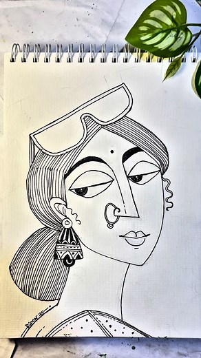 2.1K views · 771 reactions | আমি দূর হতে তোমারেই দেখেছি 李 | PEN drawing | Line art illustration . . . . . . . . . . #drawing #pensketch #folkart #watercolorpainting #delowarripon #delowarriponcreation #illustration #kali #classickart #bangla #traditionaldrawing #bangoliillustration #folksketch | Delowar Ripon Creation | Facebook