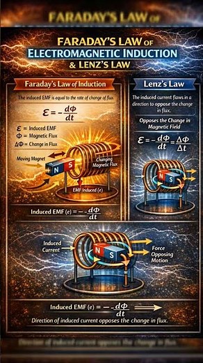 Fraday's law of electromagnetic induction and lenz law #physics #subscribe #sciencemadeeasy