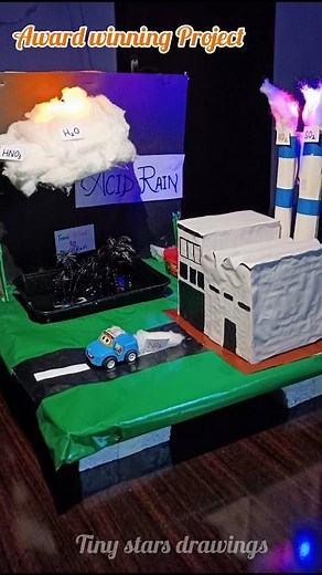 Acid Rain 3D Model For Science Exhibition🏆 #acidrain #scienceproject #3dmodel #ytshorts #shortsviral