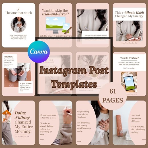 Instagram Post Templates | 61 Editable Canva Layouts (digital Download) - Etsy