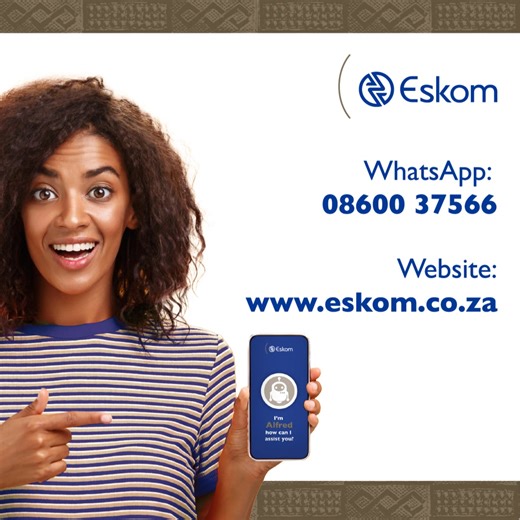 Looking to contact Eskom after hours? You can conveniently chat with Alfred the chatbot by sending a WhatsApp message to 08600 37566 or by visiting www.eskom.co.za/distribution. | Eskom Hld SOC Ltd