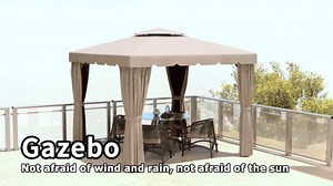 Amazon.com : Outsunny 10' x 10' Patio Gazebo, Aluminum Frame Double Roof Outdoor Gazebo Canopy Shelter with Netting & Curtains, for Garden, Lawn, Backyard and Deck, Khaki : Patio, Lawn & Garden