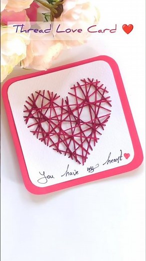 HEART Thread Card For Valentine's Day!! #diy #valentinesday #cardcreations #valentine #valentineday