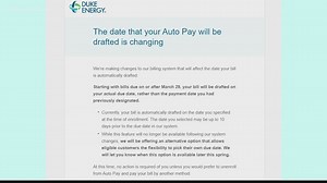 Duke Energy changes billing system: new bank draft dates, account numbers