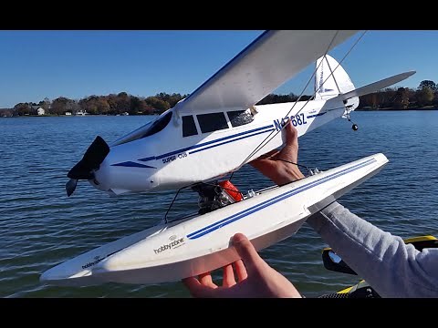 RC Supercub Seaplane with GoPro Flying on the Lake