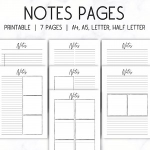 Lined Notes Pages Printable: Simple Daily Planner (A4, A5, Letter, Half Letter PDF) - Etsy