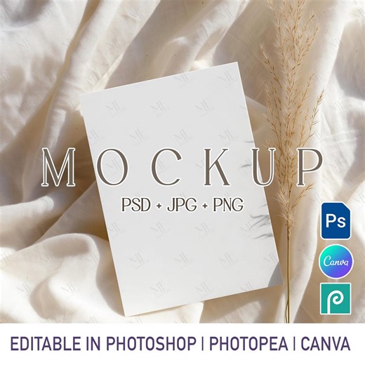 5x7 Greeting Card Mockup, Wedding Invitation Template, Thank You Card PSD PNG Mock Up - Etsy