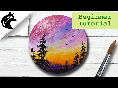 Rock Painting Tutorial For Beginners Sunset