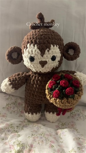 This Valentine’s Day plushie is now available! Dm on ig - arelycrochets #valentinesday #crochet #monkey #