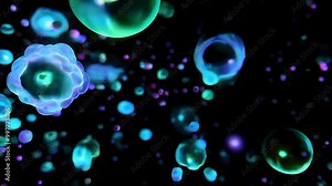 Exploring vibrant cellular structures under a microscope in a dark environment