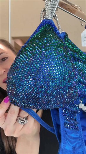 One of our favorite designs, it is royal blue fabric, but covered with emerald and iridescent rhinestones, sku: 3537 #wellness #npcwellness #bikinicompetitor #figurecompetition #npcbikini #figurecompetitor #saleylasuits #bluebikini #CompetitionBikini #WellnessBikini #FigureSuit #NPCBikini #IFBBWellness #BikiniPrep2025