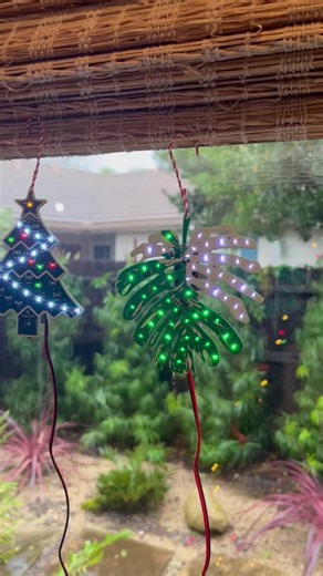 Custom monstera circuit board ornament, modeled off of one of Kristen’s Thai Constellation monstera leaves (the model leaf is shown at the end!). It has a touch sensor on the back that drives a light show! Happy holidays!! #thaiconstellationmonstera #customornament #circuitboard #customcircuitboard #merrychristmas