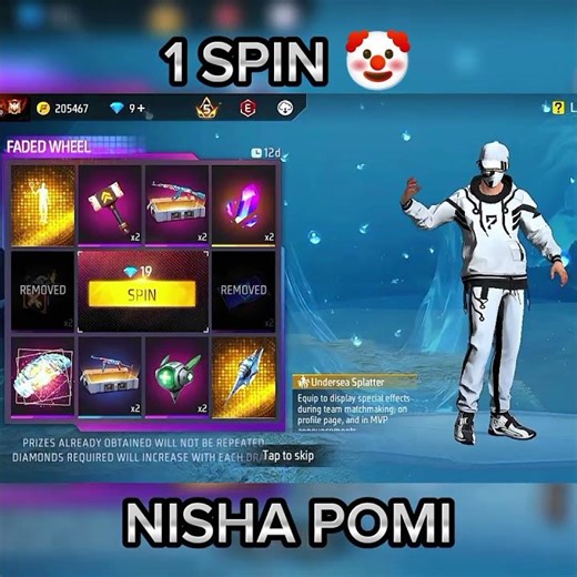 Nisha pomi 1 spin 🤡 #freefire