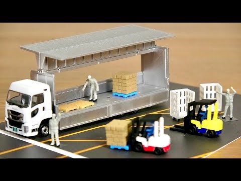 これ一つで現場を再現！ザ・トラックコレクション 物流現場 ウイングバンセットA ウイングトラックにフォークリフト・パレットや作業員 情景小物もしっかり付いてるはたらくくるまの良いセット