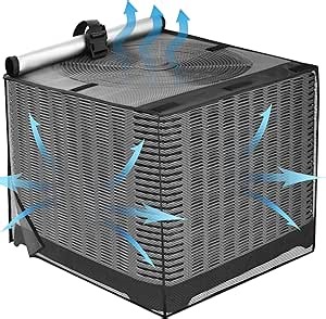 Air Conditioner Covers for Outside, Breathable Full Mesh With Waterproof Top Air Conditioner Cover for All Seasons, AC Unit Cover Protect from Cotttonwood Fluff, Leaves, Debris, 36x36x39 Inch-Black