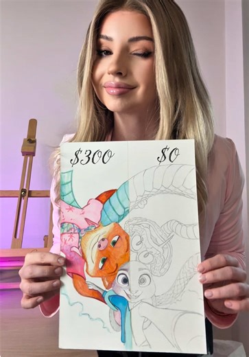 DRAWING JUDY NICK AND GARY WITH $300 💕 #drawing #nick #zootopia #judyhopps #art