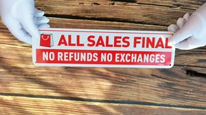 2-Pack All Sales Final No Refunds No Exchanges Sign, 12x3 Inches, Reflective Rust Free Aluminum UV Protected Waterproof Easy Mounting Outdoor or Indoor Use.No Refunds All Sales Final Sign
