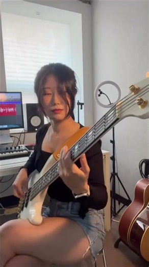 Girl playing bass in a different way #bass