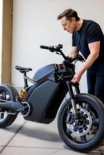 Elon Musk pasting a Sticker of Teslaxic on Tesla Electric Sports Bike | Teslaxic