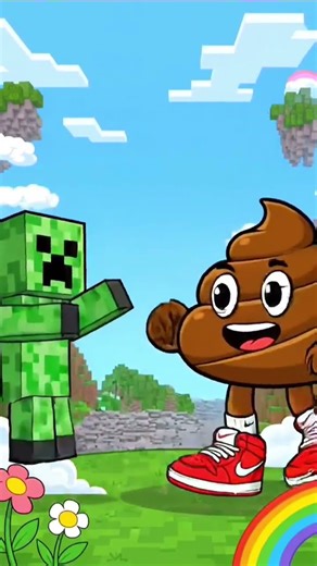 Cute poop fight against Minecraft#DreamScreenAI #trending #viralshort #short #ai
