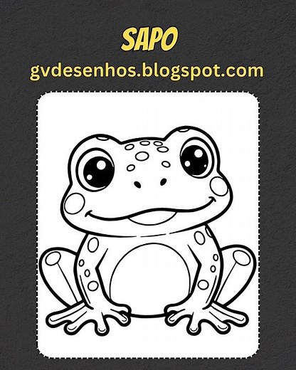 Shorts - Sapo - GV Desenhos - Preto e Branco, Imprimir e Colorir, Criatividade