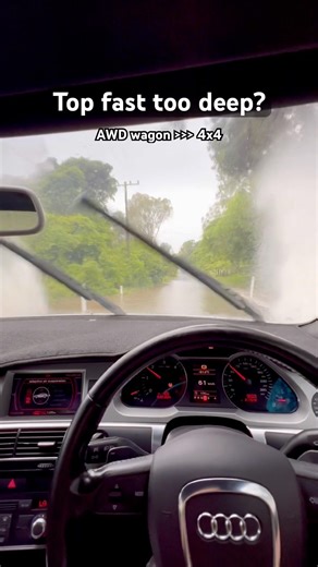 I drove THROUGH this flood flat out 😳 #audi #quattro #offroad #allroad