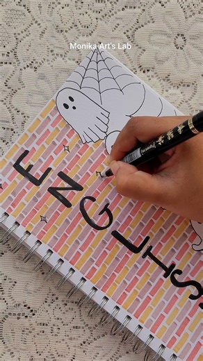 Cute Ghost Vibes  | Halloween English Notebook Cover Art ✨ Study time but make it spooky! ️ Like | Comment | Share | Follow for more creative notebook ideas  #HalloweenArt #GhostDrawing #CuteArtIdeas #NotebookCoverDesign #StudyAesthetic #OctoberVibes #CreativeReel #HandmadeArt #ArtReel #DrawingIdeas #AestheticArt #MonikaArtsLab | Monika Art's Lab | Facebook