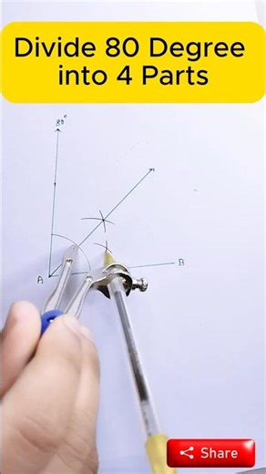 Divide 80° into 4 Equal Parts #shorts #geometry #angleconstruction
