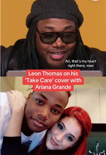 Real fans remember Leon Thomas and Ariana Grande’s cover of “Take Care”. 👏 Leon Thomas stopped by our studio to build his sonic diary playlist and he told the story of when him and his ‘Victorious’ co-star covered Drake and Rihanna’s 2011 song “Take Care” for his mixtape. 💿 Link in bio to watch the FULL video & listen to his playlist! 🎶 #LeonThomas #ArianaGrande #Drake #Rihanna #Storytime @Leon Thomas