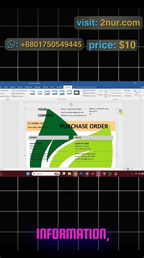 MS Word Purchase Order Template Design 1 | Editable DOCX Format #docxtemplate #purchaseorder #msword