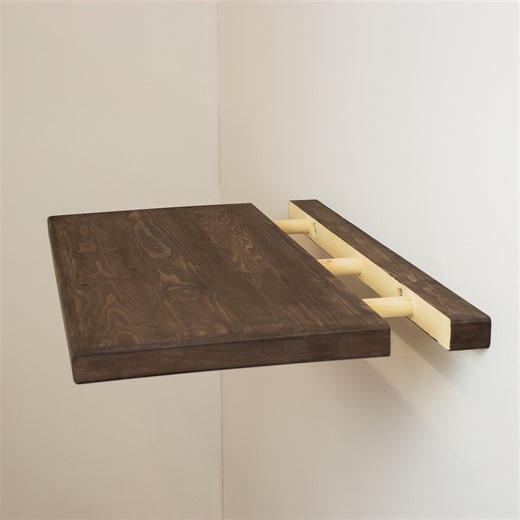 Handmade Rustic Wall-mounted Desk | Sturdy Wood Floating Shelf | Space-saving Workstation or Display Shelf | Modern Farmhouse Decor - Etsy