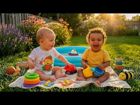 Adorable Twin Babies Laughing & Playing in Backyard Pool 😍 | Cute Baby Moments