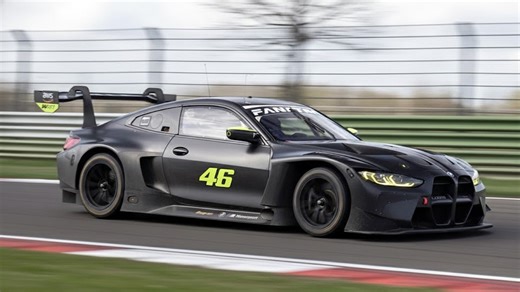 Valentino Rossi back on track in a BMW race car