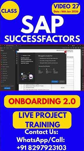 SAP SuccessFactors Onboarding 2 0 Training Online Class 27 16th Jan 2026 #sapsuccessfactorstraining