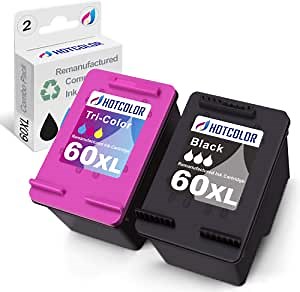 Amazon.com: HOTCOLOR 60XL Ink Cartridges Compatible for HP Ink 60 XL Replacement for HP DeskJet D1660 D2500 D2600 D5560 F2400 F4280 F4400 F4580 Envy 110 120 PhotoSmart C4600 C4700 Series (1Black/1Tri-Color, 2PK)