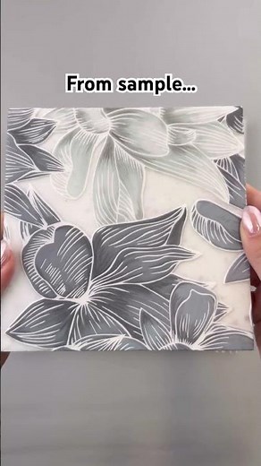 Bluma Floral Blue Marble brings soft blue detail and artisan texture from sample to finished space💙