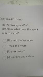 Question 4 (1 point)In the Wumpus World problem, what does the... | Filo