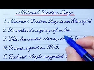 Cursive Writing | 10 Lines Essay on National Freedom Day | English Cursive Handwriting Practice