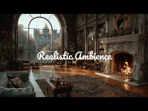 🔥 Cozy Castle Library Fireplace Ambience for Relaxation & Study | No Ads 🕯️📚