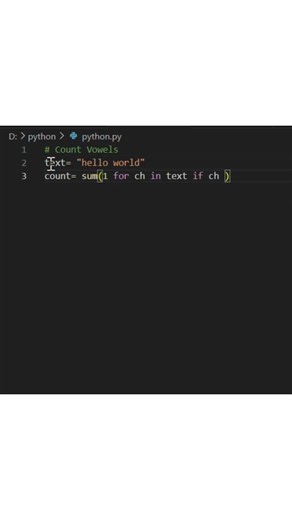 Count Vowels From Text #python #pythonprogramming