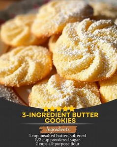 Buttery, soft, and melt-in-your-mouth—these 3-ingredient butter cookies are the easiest treat you’ll ever bake! Perfect with tea, coffee, or as a sweet little gift 🎀🍪 #ButterCookies #EasyBaking #3Ingredients #SweetTreat | Swift Tasty